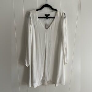 NWT White House Black Market - White Split Front Dress Peasant Sleeves